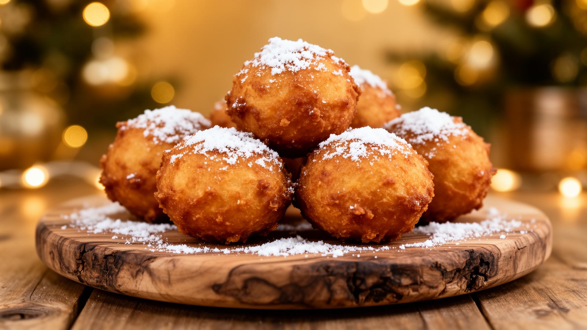 Verse oliebollen met poedersuiker